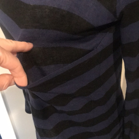 BCBG semi sheer tunic blue and black stripe - Picture 2 of 9